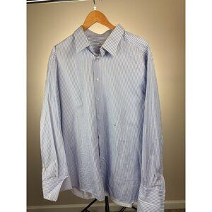 BRIONI Blue & White ***French Cuff*** Dress Shirt 17 33/34